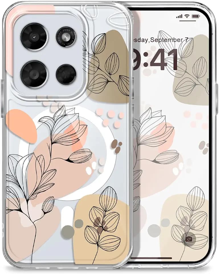 for Moto G 2026/Moto G Play 2026 Case Compatible with MagSafe, Anti Fingerprint Clear Magnetic Phone Cover for Motorola Moto G 2026/Moto G Play 2026, Line Flowers