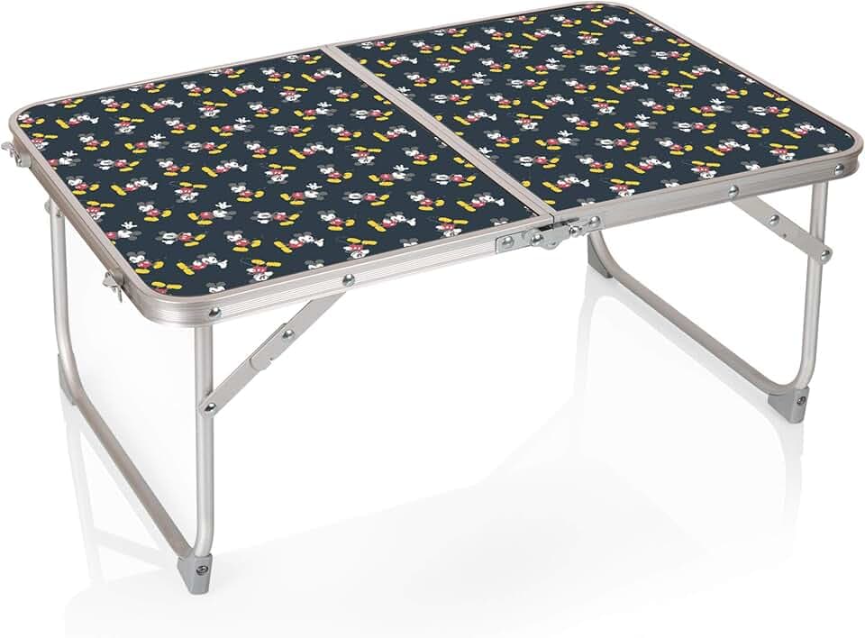 PICNIC TIME Disney Mickey Mouse Concert Mini Portable Table, Small Folding Table, Mini Picnic Table, (Charcoal Wood Grain)
