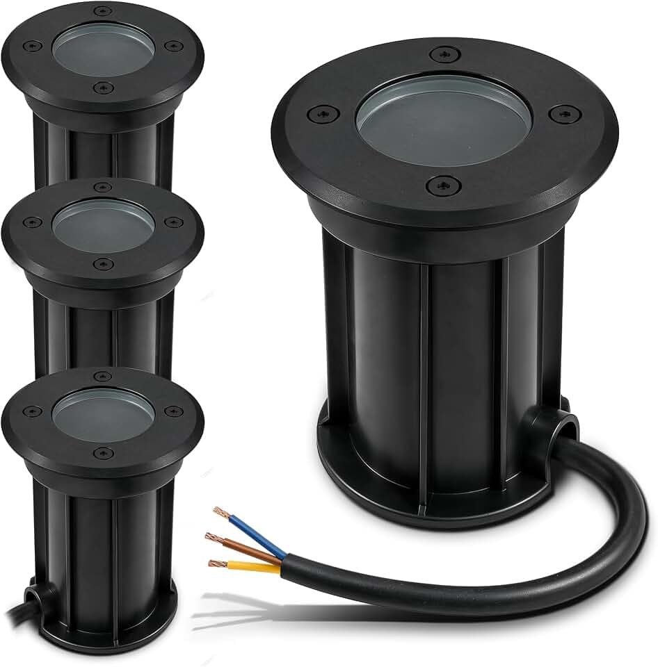 linovum BORU 4 Stück Bodeneinbaustrahler schwarz IP67 Fassung für GU10