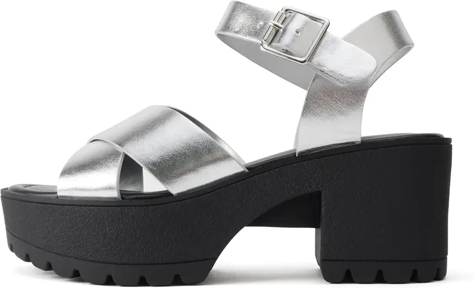 Soda “Joey” ~ Women Open Toe Criss Cross Strap Mid Heel Sandal with Adjustable Ankle Strap