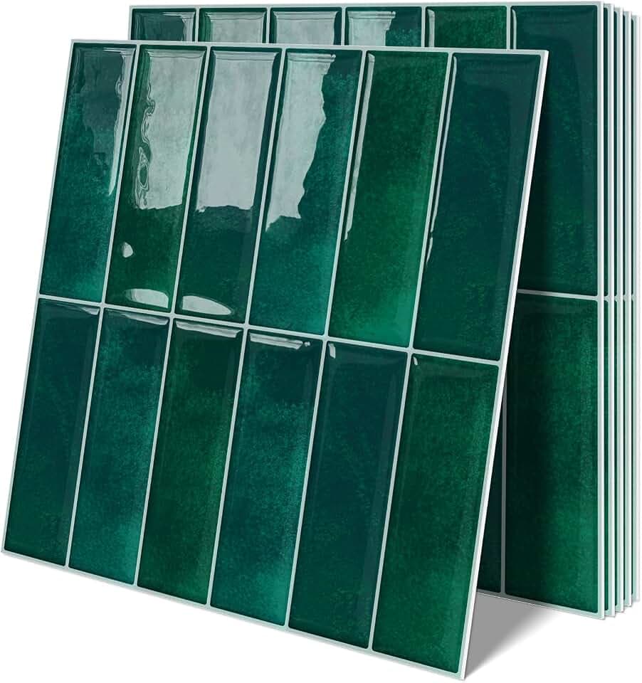 Green Backsplash Tile Peel and Stick for Kitchen Wall Subway10-Sheet