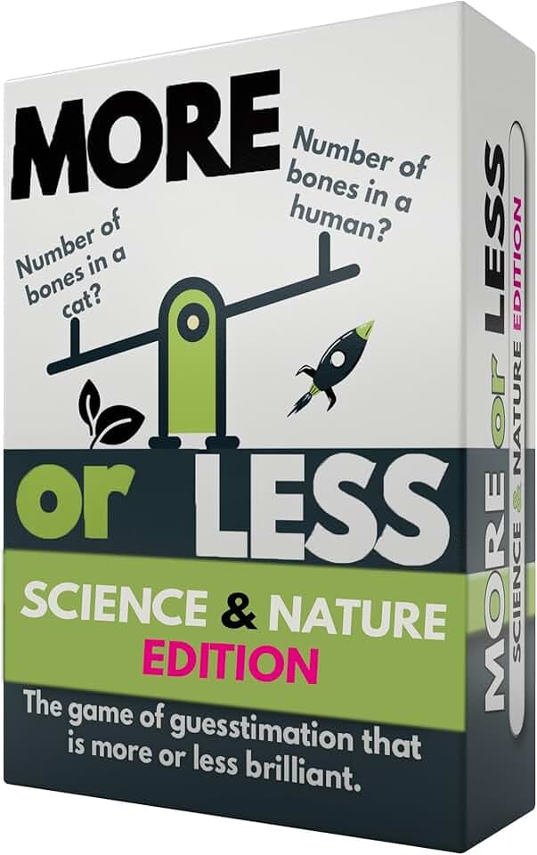 More or Less Science & Nature Edition Kartenspiel - Wie gut ist dein Urteil? Ab 2 Spielern.