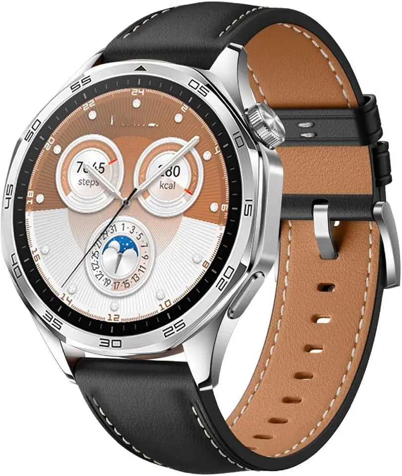 GIOPUEY Armband Kompatibel mit Honor Watch 6, Echtleder Armband [Verschleißfest] [Atmungsaktiv] Ersatzarmband - Black