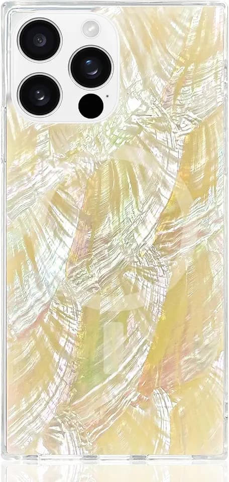 Flaunt Official Square iPhone 16 Pro Max Case-Butter Yellow Mother of Pearl