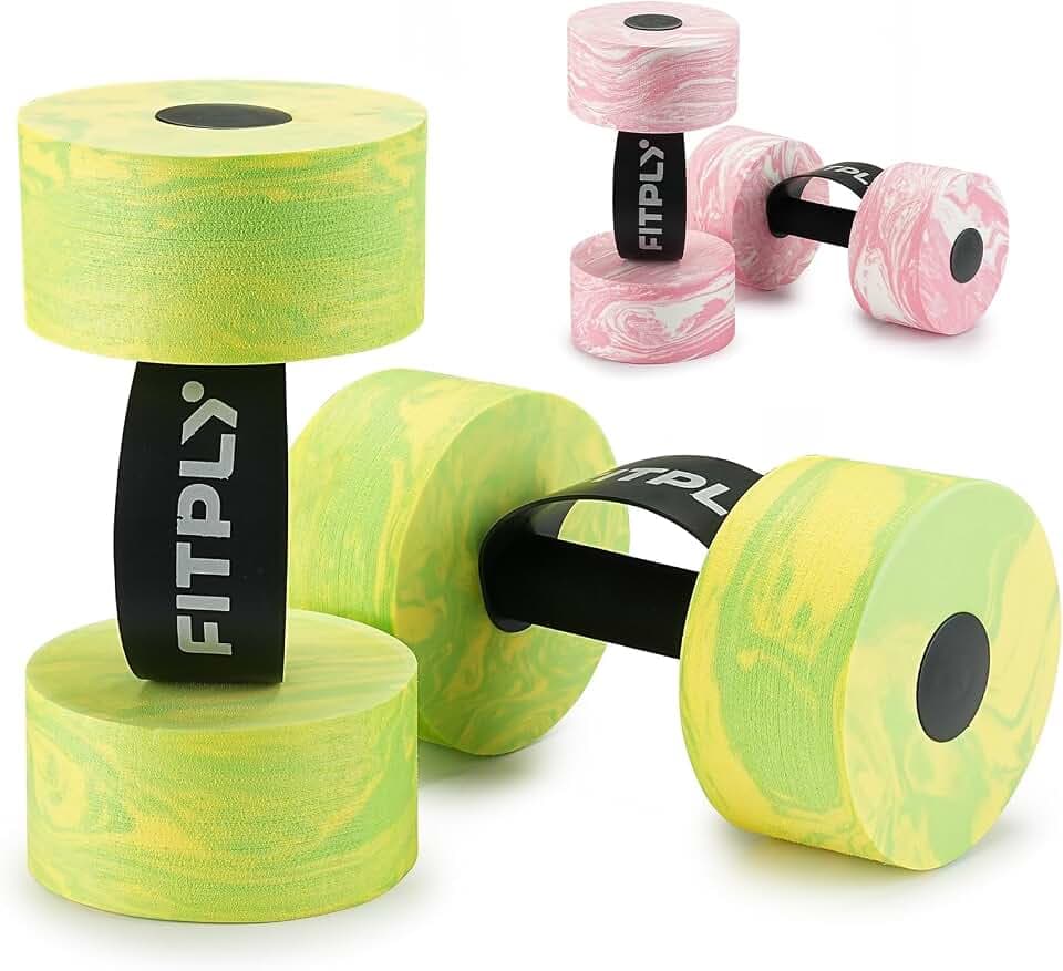 Water Weights Aquatic Pool Dumbbells for Swimming Exercise - EVA Foam Swim Pool Weights with Handle Strip, 2PCS Lightweight Water Dumbbells, Aerobics Swimming Exercise Equipment