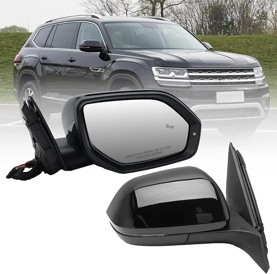 Passenger Side Mirror Compatible with Volkswagen Atlas 2018-2024 (6+2 Pins)