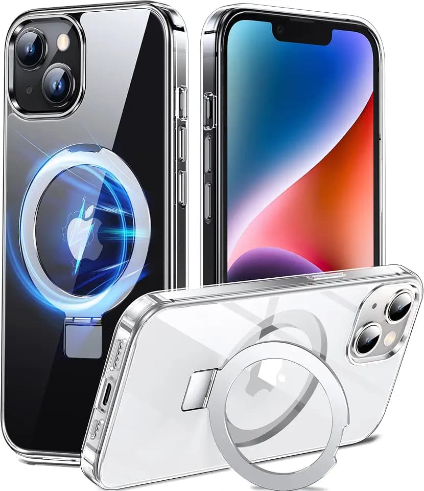Chicfun 3-in-1 [Magnetic+KickStand+Ring Holder] for iPhone 13 Case, iPhone 14 Case Compatible with MagSafe, Phone Case iPhone 13/14 with Stand Military Shockproof Silicone Protective Magnetic Cover