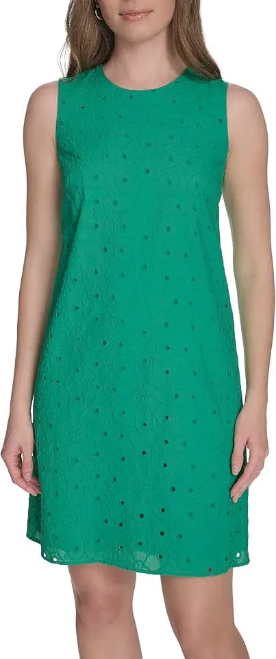 Tommy Hilfiger Women's Sleeveless Meadow Eyelet Shift Dress