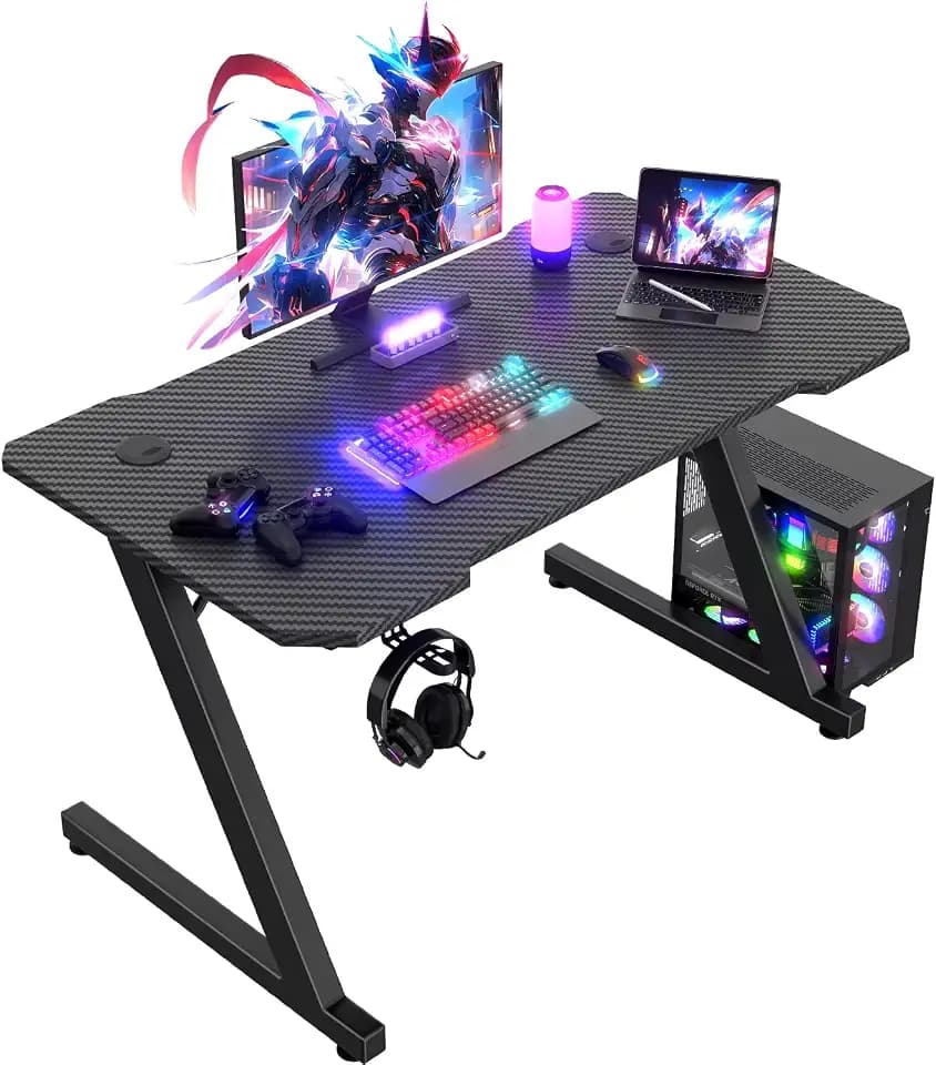 JUMMICO Gaming-Tisch mit Kopfhörer-Haken 100 x 60 cm