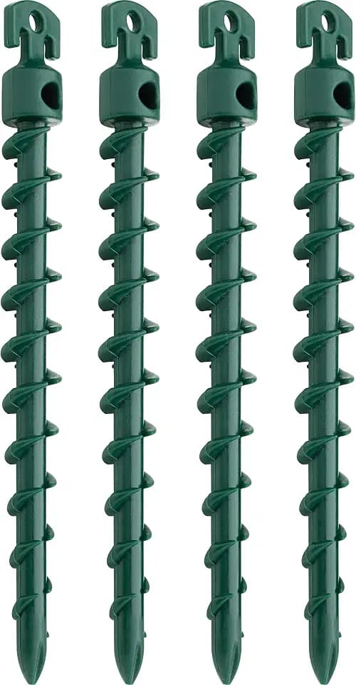 (4-Pack) Vortex 7-1/2" Ground Anchors, Screw-in Anchor for Yard, Tents, Tarps, 70 lb Pull Force, Green ANCBPS7-HSG-L