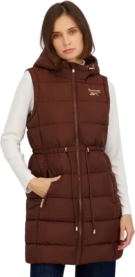 Reebok Women's Long Puffer Vest With Hood