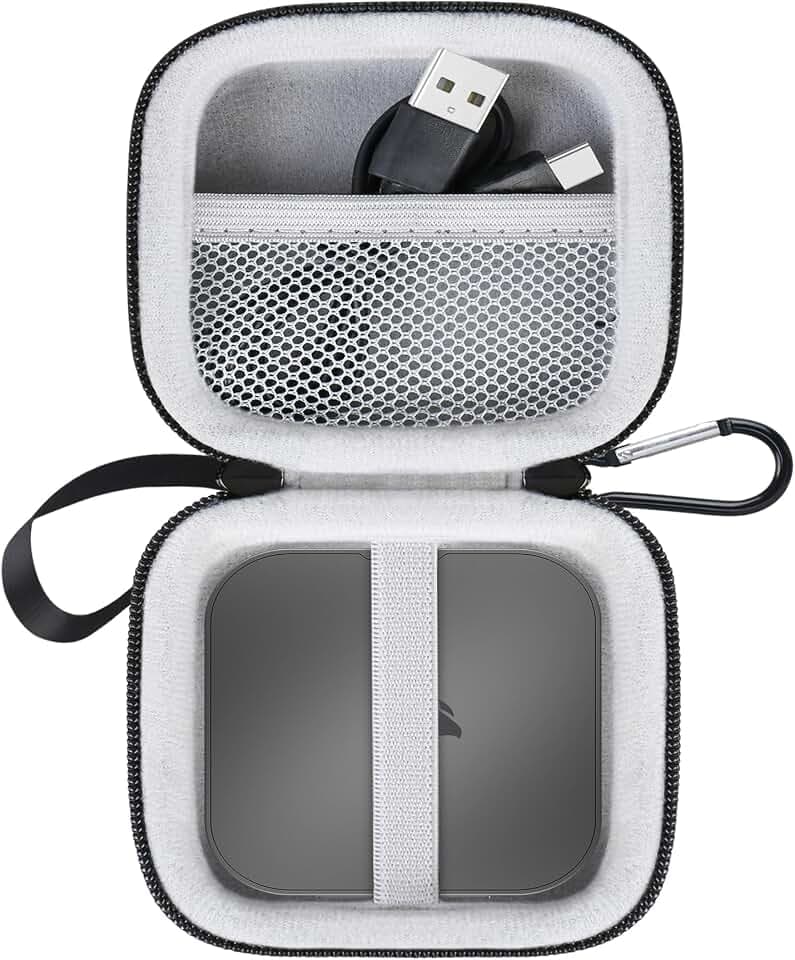 Lacdo Hard Drive Carrying Case for Corsair EX400U USB4 Portable SSD 1TB 2TB 4TB USB 3.2 Type-C External Solid State Drives Shockproof Water Repellent Storage Travel Bag, Black+Gray