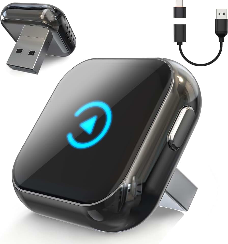 CarPlay Wireless Adapter Verbesserter 2-in-1 mit Instant 2-Phone Switch für Apple CarPlay/Android Auto,Plug & Play, Bluetooth 5.3 und Wi-Fi 6, verzögerungsfrei, automatische Verbindung