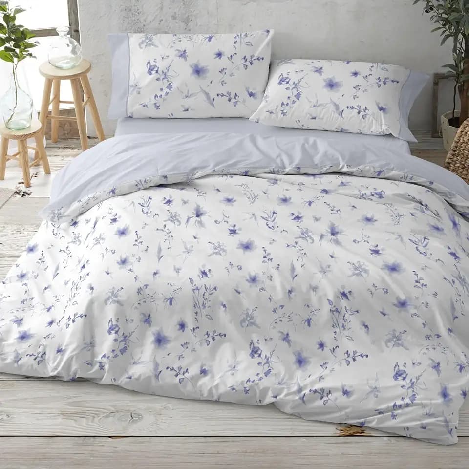 Burrito Blanco Bedruckte Bettbezüge, 90 cm breite Betten. (+ verfügbare Größen) | Design 048 | Farbe Blau (90 x 190/200 cm)
