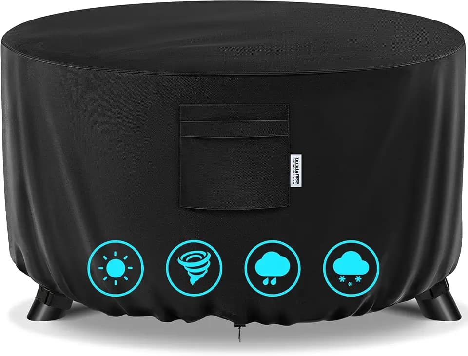 Fire Pit Table Cover Round Waterproof, Fit 36"D x 20"H Firepit