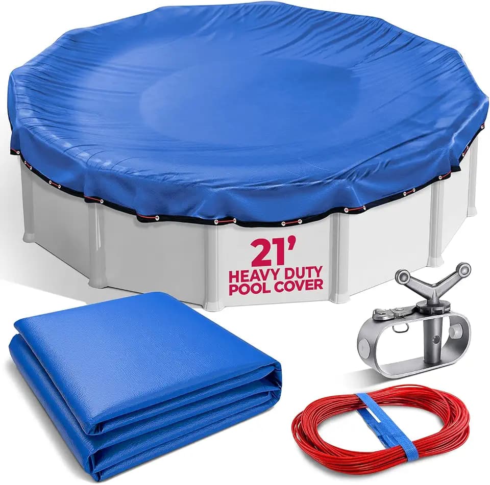 21 ft Round Heavy Duty Winter Pool Cover, Royal Blue, Above Ground Pool