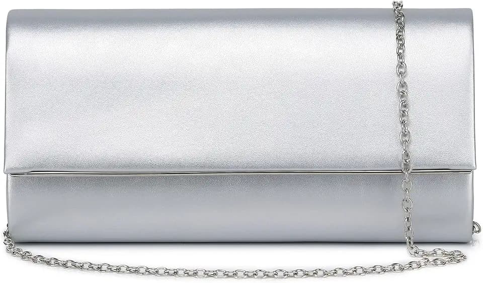 DETARA Women Evening Bag Vegan Leather Clutch Purse Shoulder Crossbody Envelope Bag for Party Wedding Prom Bridal