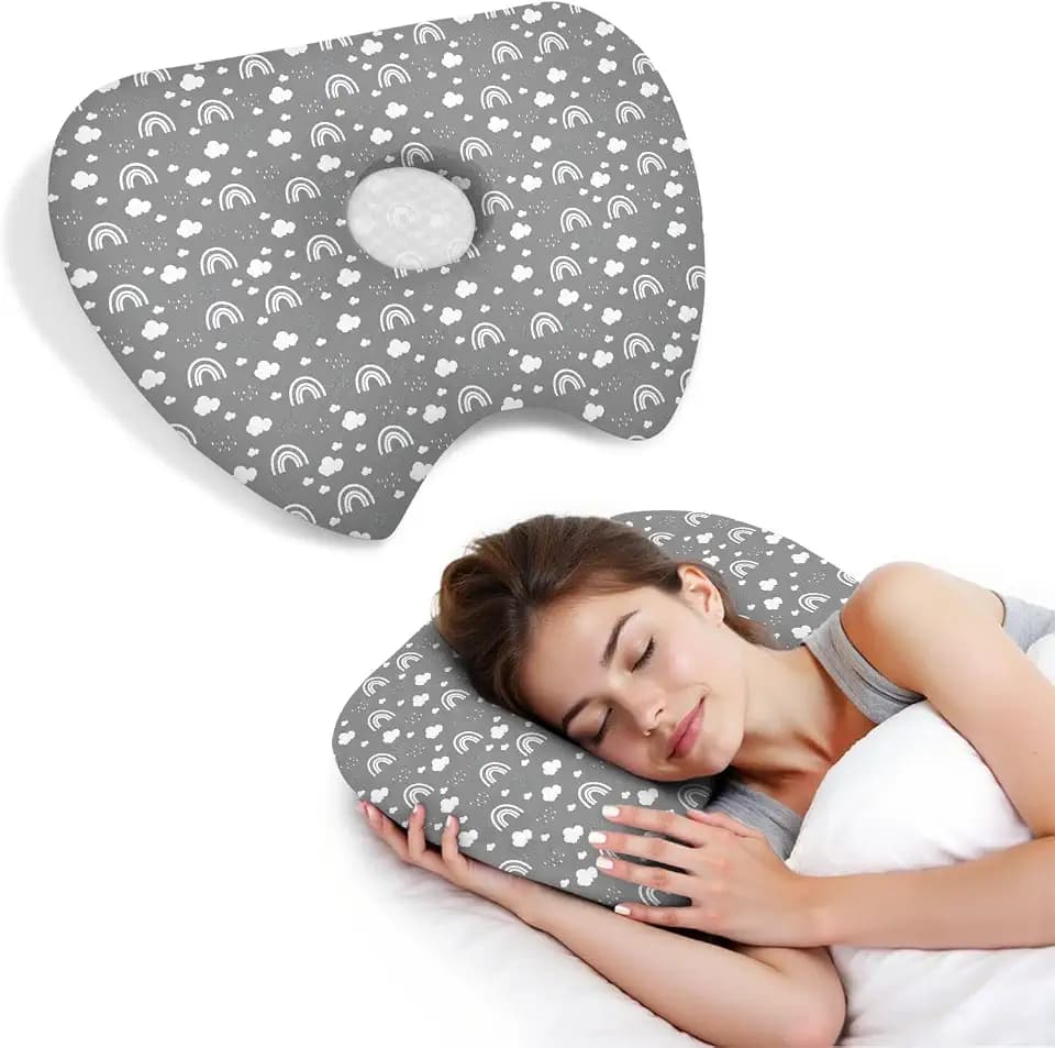 Ear Piercing Pillow with Ear Hole for Side Sleeper Relief Ear Pain,Cotton and Polyester Ear Pillows,Washable Ear Guard Pillow