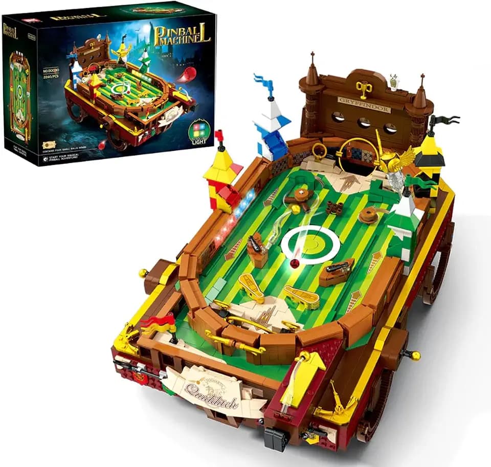 Harry Pinball Machine Building Sets for Adults, Motorized Arcade Board Game with LED Lights, Tabletop Gift Ideas for Movie Fans (2240pcs)