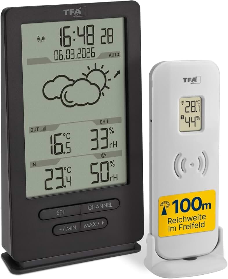 TFA Dostmann Digitale Funk Wetterstation 35.1162.10 mit Außensensor, grau