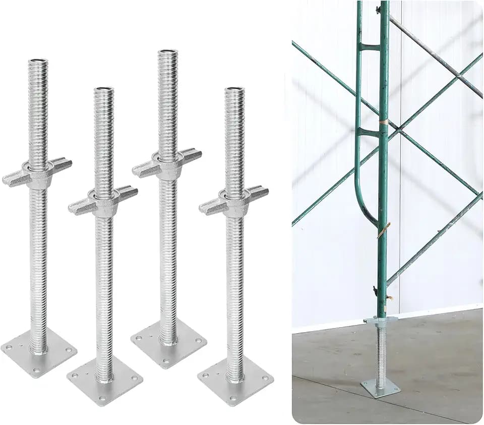 jxgzyy 4 Pcs 24" Adjustable Scaffold Leveling Jack 1-3/8" OD Galvanized