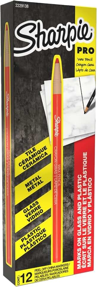 Sharpie Peel-Off China Markers, Wax, Grease Pencils, Fine Point, Red, Box of 12 - Marks on Glass, Plastic, Tile, Metal, and More
