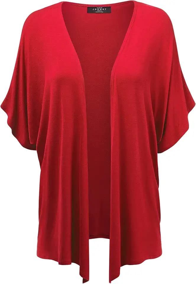 Made By Johnny Women's Kimono Style Short Sleeve Dolman Cardigan - Lightweight Open Front Summer Cover-Up