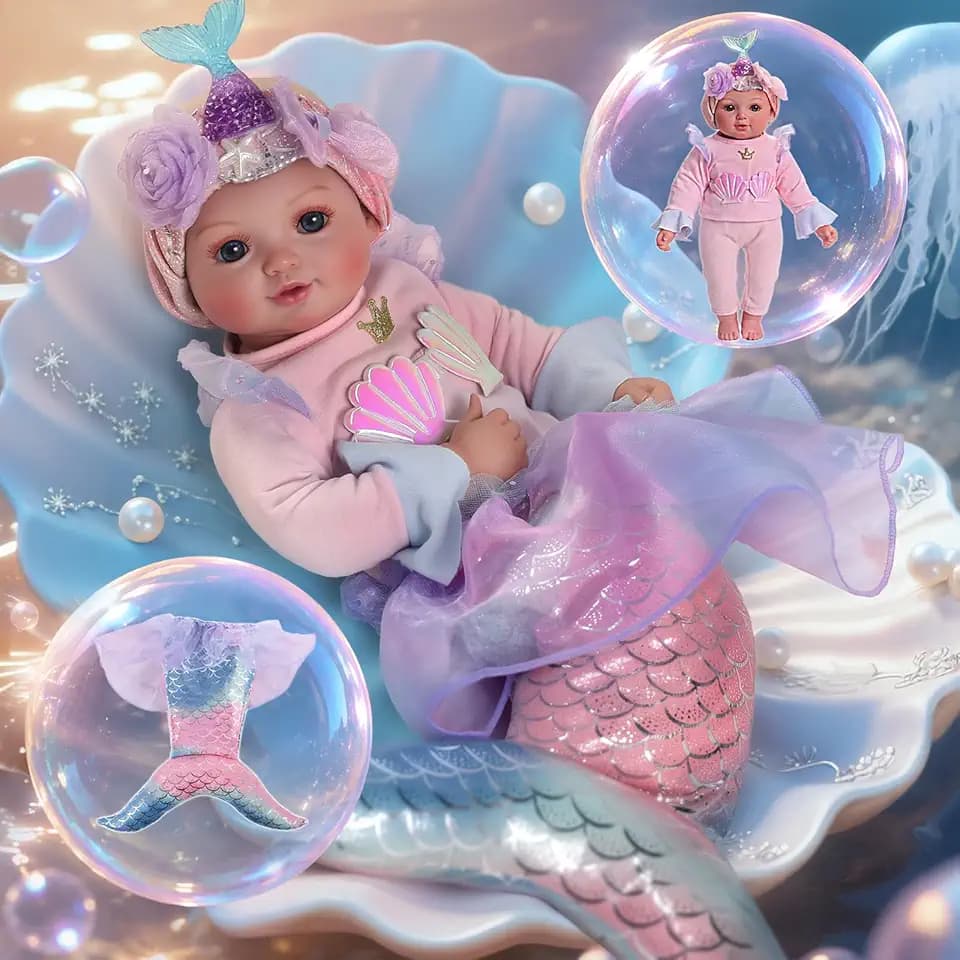 BABESIDE 15 Inch Mermaid Baby Doll Girl with Removable Set and Accessories
