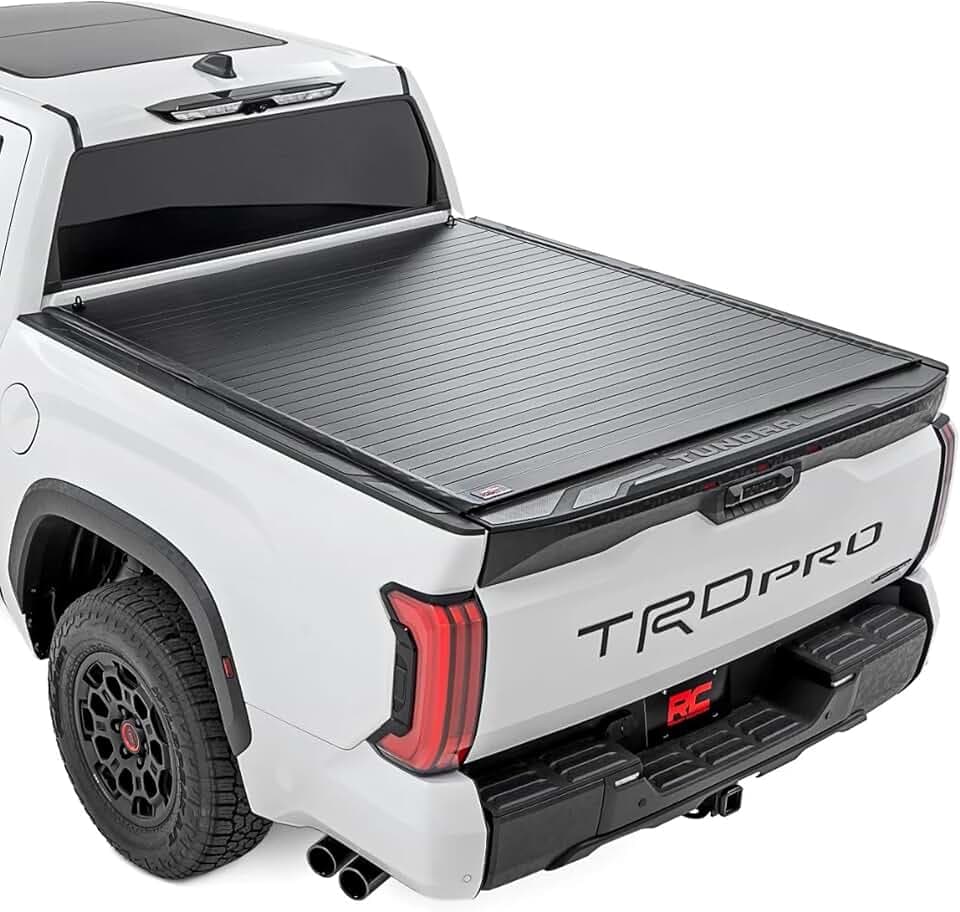 Rough Country Hard Roll-Up Tonneau Cover for Toyota Tundra (2022-2026) - Aluminum Truck Bed Cover, Fits 5'7 Bed