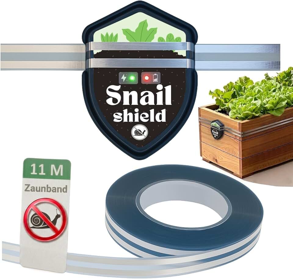 Snail Shield® - PRO Schneckenzaun Elektrisch Set für Hochbeet mit 11m Zaunband, Schneckenschutz für Gärten, Gemüsebeet, Pflanzen, Einfache Installation, verbesserte Software 2026 (Made in EU)