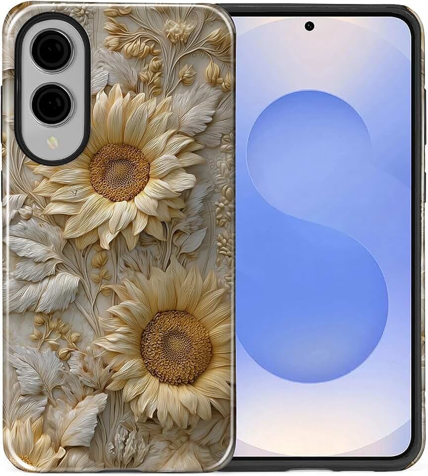 Case for Samsung Galaxy S25 Edge,Durable Drop Protection Shockproof Silicone + Hard PC 2 in 1 Hybrid Protective Cover with Stylish Pattern Design- Sunflower Sunshine Positive