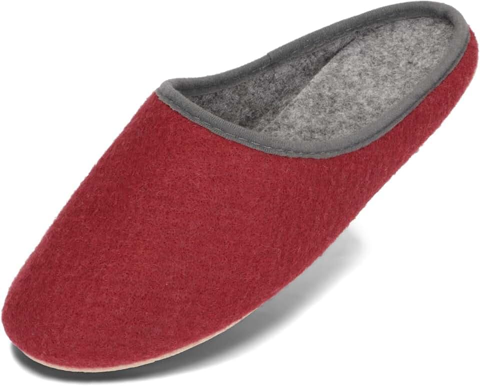 BeComfy Damen Herren Filzpantoffeln mit Rutschfester Gummisohle