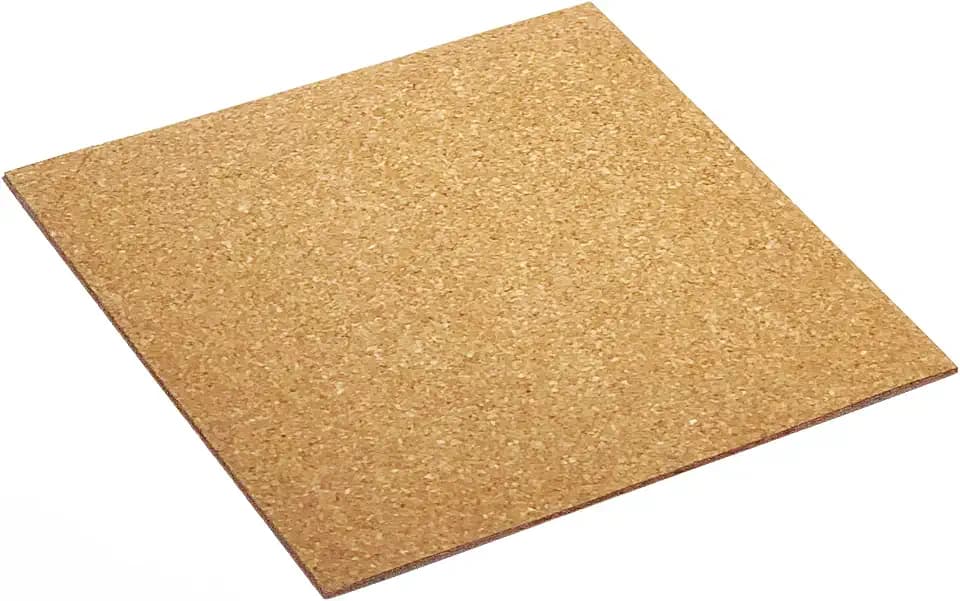LWR CRAFTS Self-Adhesive Cork Sheets, 6 x 6 Inch, Pack of 12, 1mm Thick Natural Cork Squares for Crafts, DIY, Home Decor & Classroom Projects