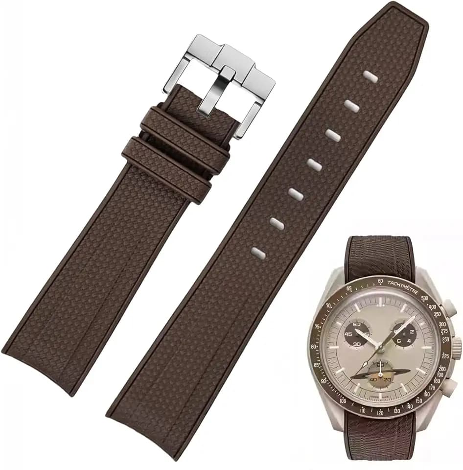 Silicone Rubber Bands for Omega X Swatch Moonswatch Watch Strap 20mm Curved End Weave Style Premium Silicone Rubber Replacement Strap Women Men,for Omega Swatch Moonswatch Speedmaster