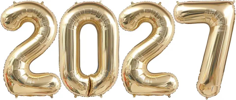 Champagne Gold 2027 Balloons, 40 Inch 2027 Number Balloon Foil New Year Balloon Numbers for New Years Eve Party Graduation Party Decoration