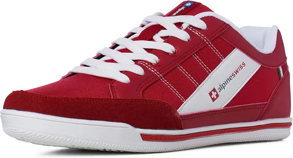Alpine Swiss Men’s Retro Sneakers | Euro Vintage Inspired Low Top Shoes with Suede Trim | Stefan Fashion Sneakers | Streetwear Casual Tennis Shoes