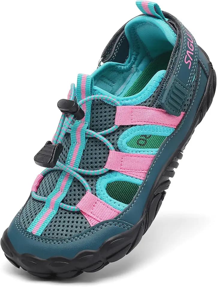 SAGUARO Kids Barefoot Sandals,Closed Toe Barefoot Shoes,Flat Summer Water Shoes for Toddlers,Boys Girls Quick Dry Non-Slip Outdoor Sports Water Shoes for Walking Hiking School