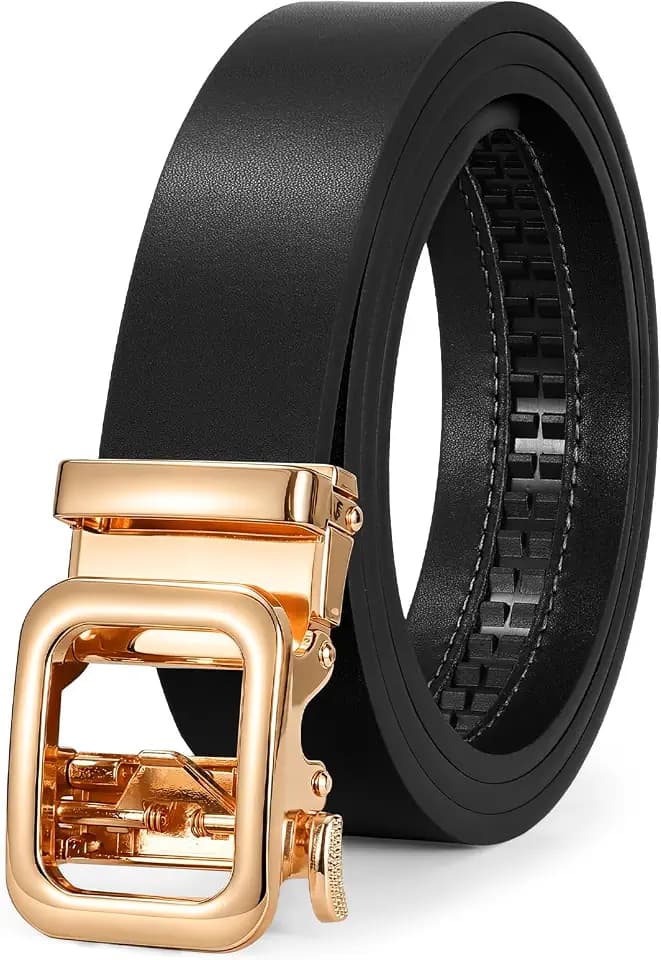 JASGOOD Women Ratchet Leather Belt for Jeans Pants Dress Automatic Buckle
