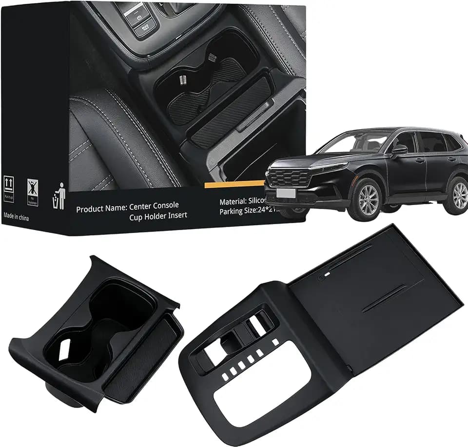 Cup Holder Insert & Center Console Silicone Pad for 2023-2026 Honda CR-V Accessories, Premium Odorless Silicone, Wireless Charging Compatible, Anti-Scratch, Tool-Free Easy Install