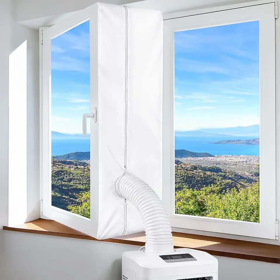 Klimaanlage Fensterabdichtung, Fensterabdichtung für Mobile Klimageräte, Selbstklebend Klima Fenster Abdichtung für Kippfenster Dachfenster, Double Zip Air Conditioner Window Seal, Hot Air Stop(300cm)