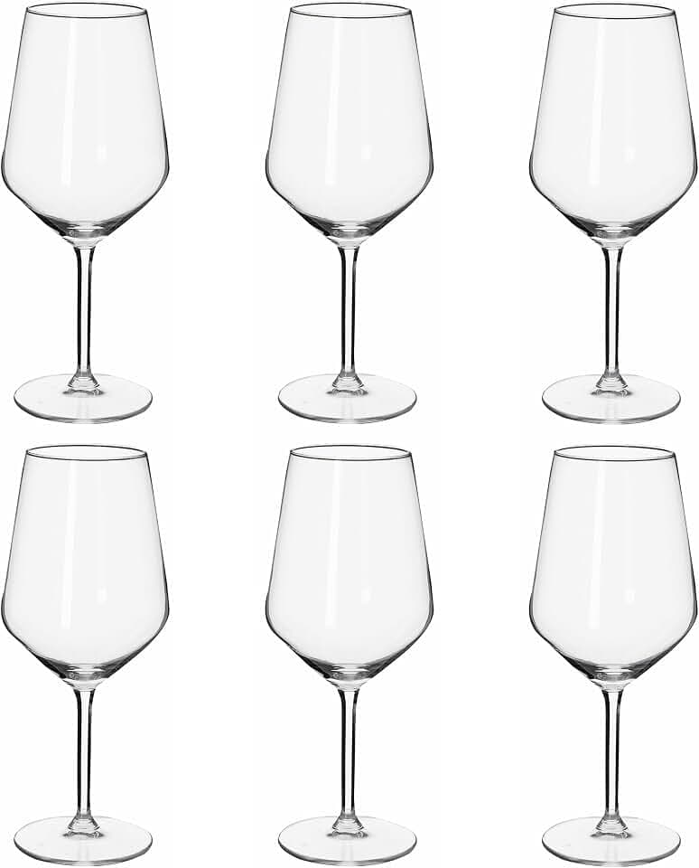 alpina Weingläser Rotwein - Weingläser Set 6 Teilig - Weinglas 53cl - Spülmaschinenfeste Rotweingläser - Wein Geschenk für Rotwein - Glas, Weiß