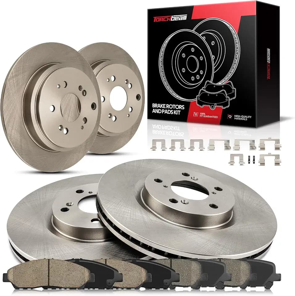 Torchbeam Front and Rear Brake Rotors & Ceramic Brake Pads for Pilot, MDX