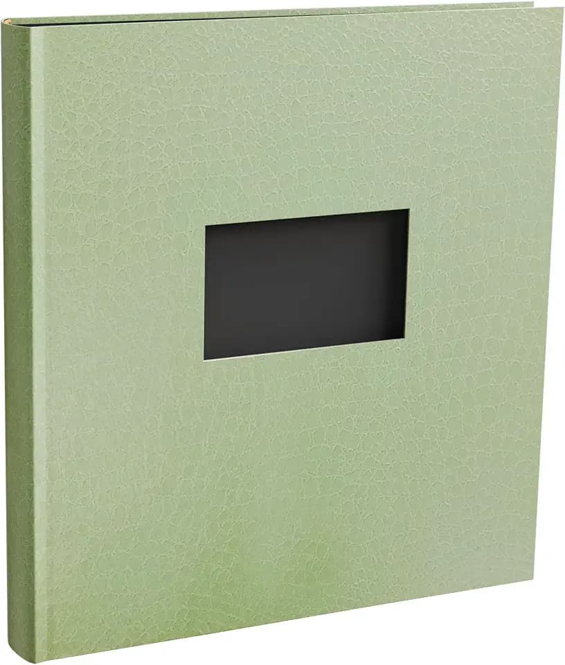 Exacompta - Ref. 16009E – Fotoalbum Buch Prestige – 60 schwarze Seiten – Kristall-Zwischenblätter – 300 Fotos – 29 x 32 cm – Einband aus beschichtetem Papier – Körnung in Kroko-Optik, Grün