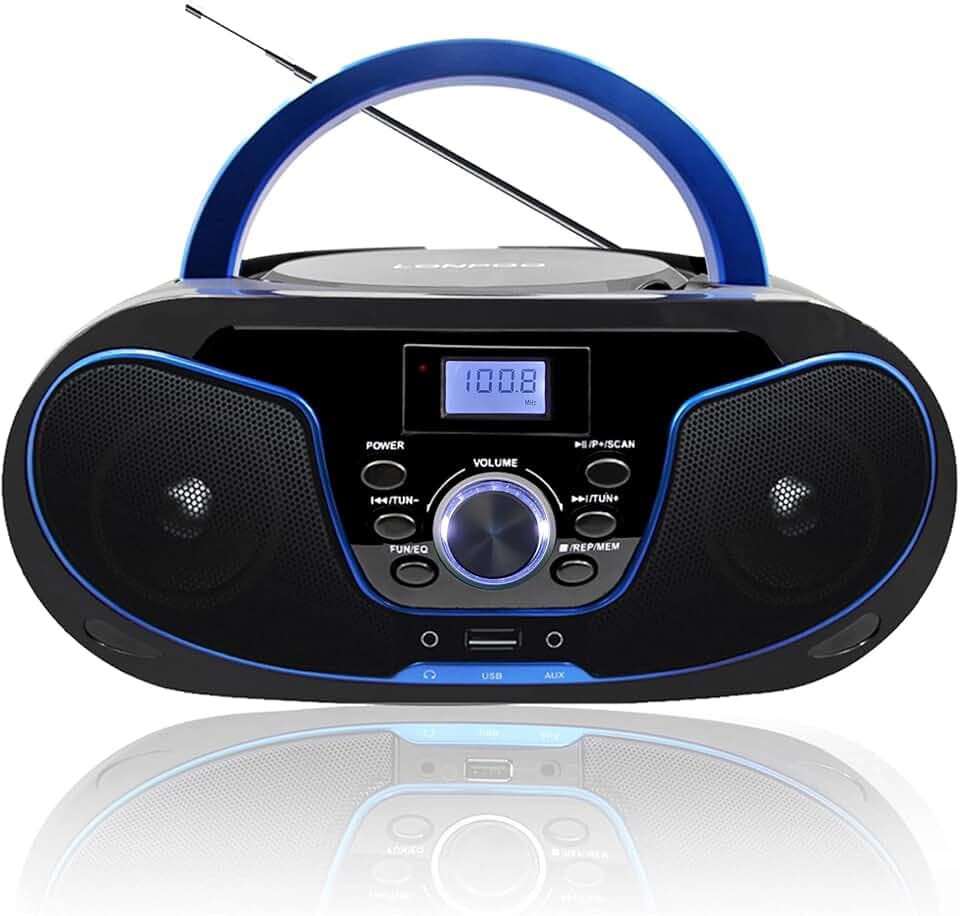 LP-D02 Tragbar CD Player Boombox Bluetooth mit UKW Radio/USB/AUX-Eingang