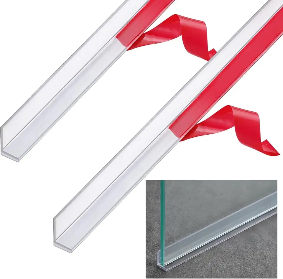 Newtay 2 Pcs L-Type Seal Strip 3/8'' X 73'' Clear Vinyl Glass Shower Door