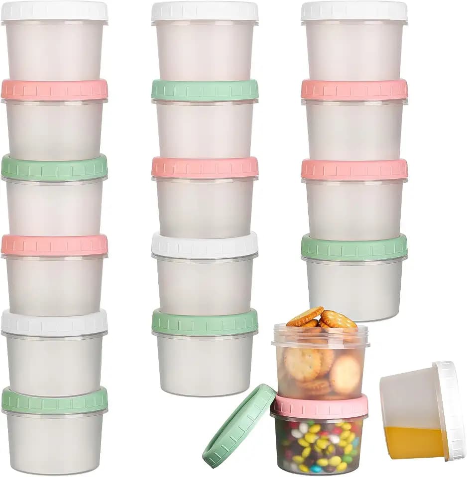 VINATO 18Pcs Frischhaltedosen Mit Deckel 200ml Kleine Dosen Mit Deckel Plastik Gefrierdosen Klein Brei Einfrieren Behälter Meal Prep Plastik 200ml Wiederverwendbare Lebensmittelbehälter