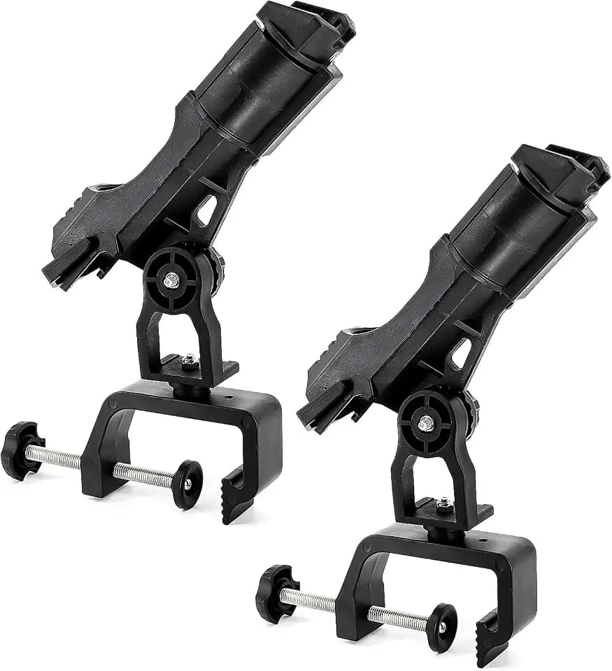 Rutenhalter Doppelpack, Fischerboot/Boot Ruten-Halter 360 Grad Verstellbarer großer Klemmöffnung, Angelrutenhalter für Angelboot, Fischerboot, Boot