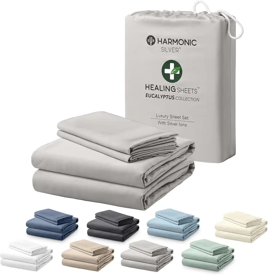 Eucalyptus Collection California King Size Sheet w/Silver Ions | 100% Tencel | Ultra Soft | Cooling for Hot Sleepers | 18" Deep Pocket [Grey]