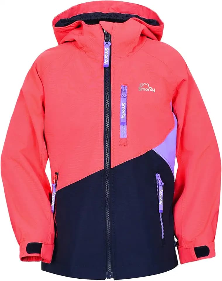 SMONTY Kinder Softshell Jacke-Wasserabweisend Winddicht Atmungsaktiv mit abnehmbarer Fleece-Futter-Unterlage-Ideal für Frühling, Herbst, Camping, Outdoor, Wandern & Reisen