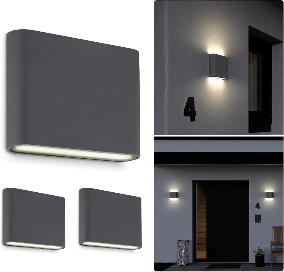 SSC-LUXon TWEO Außenwandleuchte 3 Stück Up & Down anthrazit IP54 warmweiß